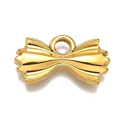 Настоящее золото 18K 304 подвески из нержавеющей стали, очарование бантом, реальный 18 k позолоченный, 13.5x23.5x4 мм, отверстие : 3.5 мм