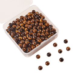 Тигровый глаз 200 круглые бусины из натурального тигрового глаза класса ab, 8 мм, отверстие : 1 мм