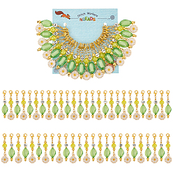 Light Gold Маркеры-подвески в виде ромашек и овалов, Подвески-застежки-лобстеры, связанные крючком из акрила и сплава, эмали и стекла., маркер с замком и кольцом с подвеской в виде винного бокала, золотой свет, 5.2~5.5 см, 2 стиль, 26 шт / стиль, 52 шт / комплект