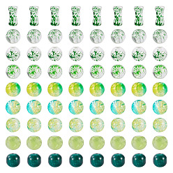 Средний Морско-зеленый 80g прозрачные стеклянные бусины, разнообразные, средний морской зеленый, 5.5~16x6~11.5x6.5~10.5 мм, отверстие : 1.2~1.6 мм
