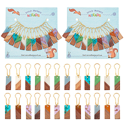 (52) Непрозрачная лаванда Прямоугольные подвески из смолы и орехового дерева с замком маркеры петель, с золотистыми железными булавками для килта, разноцветные, 4.5 см, 6 цветов, 2 шт / цвет, 12 шт / комплект