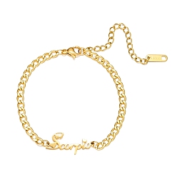 Скорпион Браслет из нержавеющей стали с двенадцатью созвездиями, Скорпион, 5-7/8 дюйм (15 см)