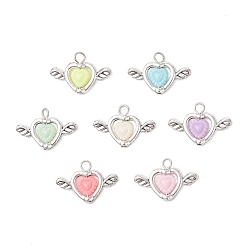 Античное Серебро Акриловые подвески, сердце, с тибетским сплавом и железной петлей, античное серебро, 18.5x27.5x4.5 мм, отверстие : 3.5 мм