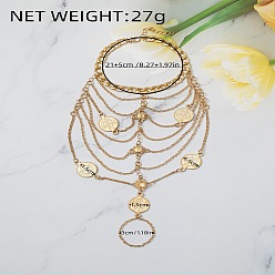 Золотой Браслеты на ногу с многослойной цепочкой и диском из сплава для женщин, золотые, 7-7/8 дюйм (200 мм)