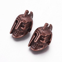 Red Copper Tibetan Style Alloy Beads, Mask, Red Copper, 18x10x11mm, Hole: 1.5mm