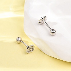 Платина S999 изящные серебряные серьги-гвоздики, цветок, платина, 5x5 мм