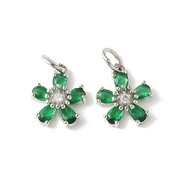 Зеленый Латунные микро проложить кубического циркония подвески, , стойки покрытие, прочное покрытие, без кадмия и без свинца, с целью перехода в кольце, зелёные, 14.5x12.5x4.5 мм, отверстие : 4.5 мм