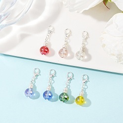 Золотой 7 шт. рождественские подвесные украшения из латуни и стекла, с карабин-лобстерами , лампа, золотые, 32~34 мм