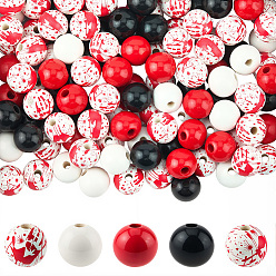 (52) Непрозрачная лаванда 150 шт. 5 стили, круглые бусины из натурального дерева схима, окрашенные распылением, разноцветные, 16 мм, отверстие : 3.5~4 мм, 30 шт / стиль