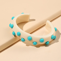 Папайя Оранжевый Модные пластиковые браслеты-манжеты для женщин, в горошек, papayawhip, внутренний диаметр: 2-1/2 дюйм (6.3 см)