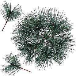 Темно-Зеленый 30шт. искусственные пластиковые сосновые ветки, зеленые растения, сосновые иголки для гирлянды, венка, рождественского и садового декора, темно-зеленый, 100x77.5x69 мм
