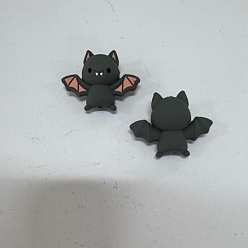 Bat Хэллоуин силиконовые фокусные бусины, жевательные бусины для чайников, DIY уход за ожерельем, чёрные, летучая мышь, 26.5x35.5x14.5 мм, отверстие : 2 мм