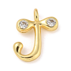 Letter J Стойка металлическая латунная микропрофилированная кубическая циркония подвески, без кадмия и без свинца, долговечный, реальный 18 k позолоченный, буква J, 19x16.5x5 мм, отверстие : 3 мм