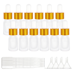 Clear Frosted Empty Glass Dropper Bottles, with 3ML Disposable Plastic Dropper, Plastic Funnel Hopper, Clear, 22x73mm, Capacity: 5ml, 16pcs