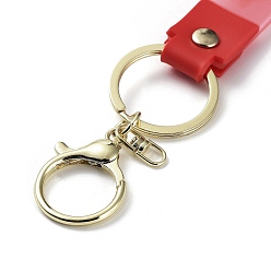 FireBrick Transparent Rainbow PVC Plastic Wrist Strap Keychains, with Zinc Alloy Findings, FireBrick, 17.5cm