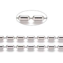 Stainless Steel Color Non-Tarnish 304 Stainless Steel Ball Chains, Stainless Steel Color, Column: 12x6mm