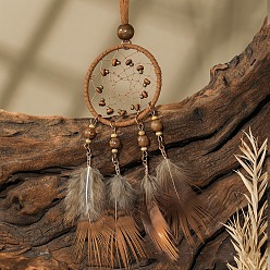 Цветок Женские ожерелья из искусственной замши с большим кулоном из сплава и дерева в этническом стиле с сеткой и перьями, античная бронза, цветок, 15.75 дюйм (40 см), Кулон : 130x45 мм