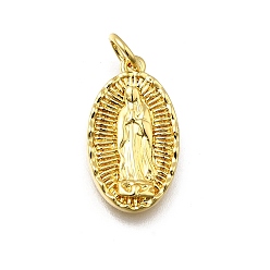 Настоящее золото 18K Овальные с рисунком Девы Марии латунные подвески, без кадмия и без свинца, долговечный, стойки покрытие, с целью перехода в кольце, реальный 18 k позолоченный, 18.5x10.5x3 мм, отверстие : 3.5 мм
