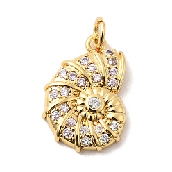 Shell Shape Латунные микро проложить кубического циркония подвески, долговечный, без кадмия и без свинца, с целью перехода в кольце, реальный 18 k позолоченный, форма раковины, 19x13.5x3 мм, отверстие : 3.5 мм