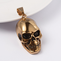 Античное Золото 316 l хирургические подвески из нержавеющей стали, череп, античное золото , 42x23x18 мм, отверстие : 7x12 мм