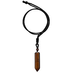 Тигровый Кварц Ожерелье с подвеской в виде пули из натурального тигрового кварца, украшения из драгоценных камней для женщин и мужчин, коричневые, 26.77 дюйм (68 см)