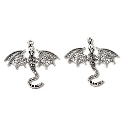 Античное Серебро Сплавочные сеттинги для кулона (стразы), тибетский стиль, дракон, античное серебро, пригодный для стразов 1.2 мм, 38x40.5x3 мм, отверстие : 1.8 мм