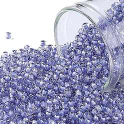 (966) Inside Color Crystal/Mauve Lined Toho runde Rocailles, japanische Rocailles, (966) Innenfarbe kristall / lila gefüttert, 11/0, 2.2 mm, Bohrung: 0.8 mm, über 1110pcs / Flasche, 10 g / Flasche