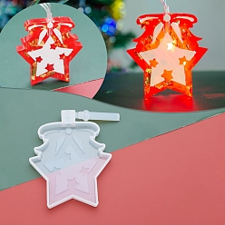White DIY Christmas Lights Silicone Molds, Resin Casting Molds, Clay Craft Mold Tools, Star, White, 70x68x11mm, Hole: 5mm