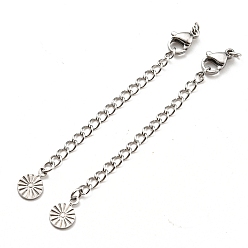 Нержавеющая Сталь Цвет Устойчив к потускнению 304 удлинитель цепи из нержавеющей стали, концевые цепи с застежками-карабинами и язычками для солнцезащитных цепочек, цвет нержавеющей стали, 69 мм