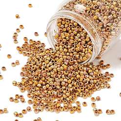 (722) Midas Gold Metallic (24K Gold Plated Rainbow) Тохо 8/0 круглые бусины, японский бисер, (722) золотой металлик Мидас (24 радуга с покрытием из золота K), 3 мм, отверстие : 1 мм, Около 10000 шт / фунт