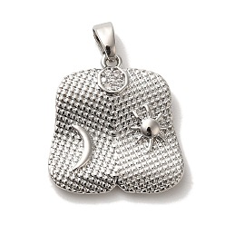 Платина Стойка металлическая латунная микропрофилированная кубическая циркония подвески, без кадмия и без свинца, долговечный, куртка, платина, 20x18.5x2 мм, отверстие : 4.5x2.5 мм