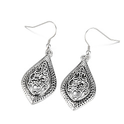 Antique Silver 316 Surgical Stainless Steel Dangle Earrings, Hypoallergenic Earrings, teardrop, Antique Silver, 59mm, Pin: 0.7mm