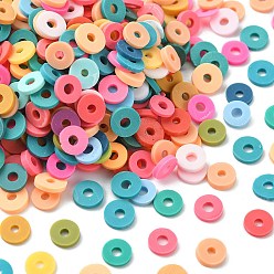 Mixed Color Handmade Polymer Clay Beads, Heishi Beads, Flat Round/Disc, Mixed Color, 6x1mm, Hole: 1.5mm, about 12000pcs/500g