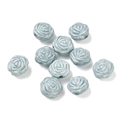 Light Blue Vintage Handmade Porcelain Beads, Fancy Antique Glazed Porcelain, Rose, Light Blue, 11x11x8mm, Hole: 1.8mm