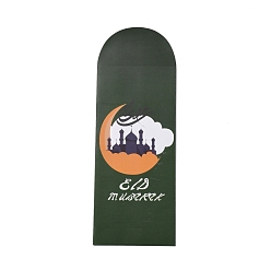 Gris Ardoise Foncé Enveloppes en papier, rectangle avec le mot eid mubarak, gris ardoise foncé, 220x80x0.5mm, utilisable : 180x80mm, 6 pcs /sachet 