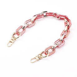 Red Opaque Acrylic and CCB Plastic Link Chains Bag Handles, with Zinc Alloy Swivel Clasps and Spring Gate Ring, for Bag Straps Replacement Accessories, Red, 43.2cm