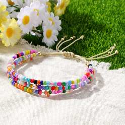 Разноцветный Регулируемые многорядные браслеты из смоляных бусин для женщин, красочный, 11.02 дюйм (28 см)