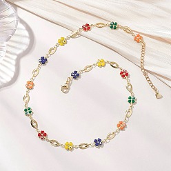 Золотой Латунные эмалевые цепочки с клевером от сглаза, с 304 концевыми цепями из нержавеющей стали, золотые, 16.34 дюйм (41.5 см)