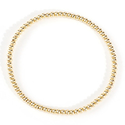 Латунь Круглые латунные бусины эластичные браслеты для женщин, 6.89 дюйм (17.5 см)