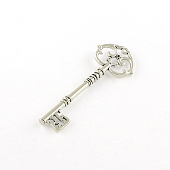 Античное Серебро Отмычка тибетский стиль сплава большие кулоны, без кадмия, без никеля и без свинца, античное серебро, 82x31x6 мм, Отверстие : 2 мм , около 90 шт / 1000 г