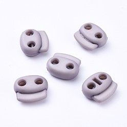 Light Grey Plastic Spring Cord Locks, 2 Hole Drawstring Toggle Spring Clasp, Light Grey, 17.5x19.5x7.5mm, Hole: 4.5mm