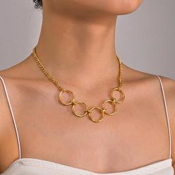 Chapado en Oro Real 18K 304 Collares colgantes de eslabones múltiples de acero inoxidable para mujer, real 18 k chapado en oro, 15.94 pulgada (40.5 cm)