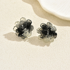 Черный Серьги-гвоздики из железа и смолы ко Дню святого Валентина, градиентная заливка чернилами цветок, платина, чёрные