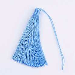 Deep Sky Blue Nylon Thread Tassel Big Pendant Decorations, Deep Sky Blue, 95x10mm