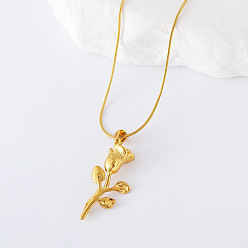 Золотой 3 шт. ожерелья из нержавеющей стали с подвеской в виде цветка розы для женщин, золотые, 15.75 дюйм (40 см)