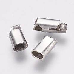 Stainless Steel Color 304 Stainless Steel Magnetic Clasps with Glue-in Ends, Rectangle, Stainless Steel Color, 42.5x9x6mm, Hole: 4x7mm
