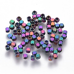 Rainbow Color Ion Plating(IP) 304 Stainless Steel Beads, Cube, Rainbow Color, 2x2x2mm, Hole: 1.5mm