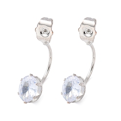 Oval Гайки для сережек из прозрачного кубического циркония, платина, овальные, 26x7.5x12 мм, отверстие : 1.2 мм