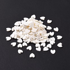 Белый Ручной полимерной глины кабошонов, сердце, белые, 5x4.5x0.8 мм, Около 76923 шт / 1000 г
