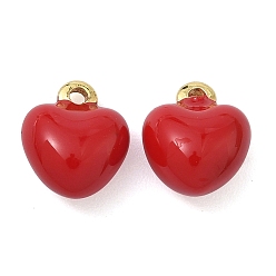 (123L) Белый крем непрозрачный блеск Латунь эмаль прелести, сердце прелести, без кадмия и без свинца, долговечный, стойки покрытие, реальный 18 k позолоченный, огнеупорный кирпич, 12.5x10.5x7 мм, отверстие : 1.2 мм